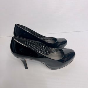 Madden Girl Getta Black Pat Heels, Sz 8M